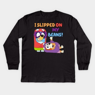 i slipped on my beans Kids Long Sleeve T-Shirt